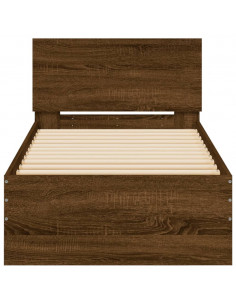 Giroletto con Testiera e LED Rovere Marrone 90x200 cm 2