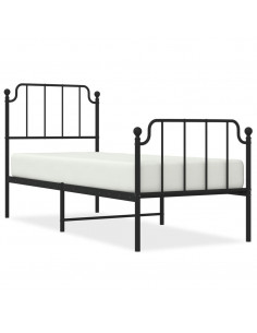 Giroletto con Testiera e Pediera Metallo Nero 80x200 cm 2