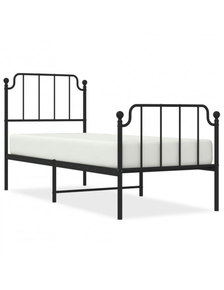 Giroletto con Testiera e Pediera Metallo Nero 80x200 cm