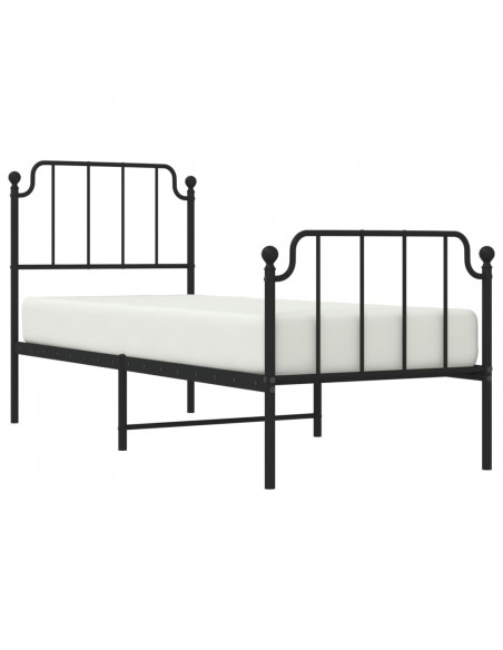 Giroletto con Testiera e Pediera Metallo Nero 80x200 cm