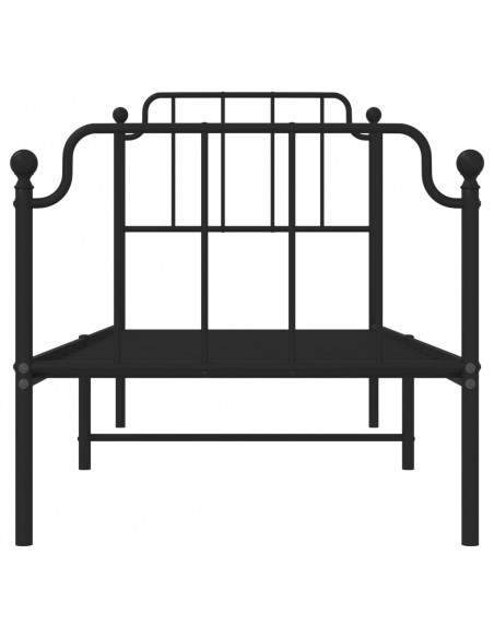Giroletto con Testiera e Pediera Metallo Nero 80x200 cm