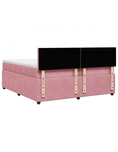 Giroletto a Molle con Materasso Rosa 200x200 cm in Velluto