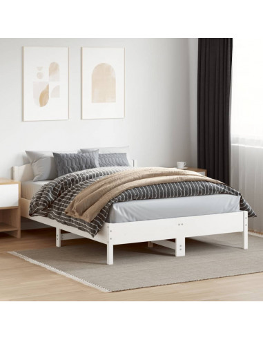 Giroletto con Testiera Bianco 140x200 cm Legno Massello di Pino