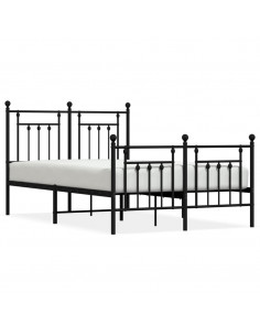 Giroletto con Testiera e Pediera Metallo Nero 120x200 cm 2