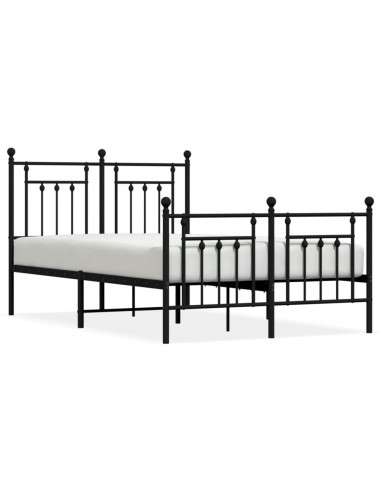 Giroletto con Testiera e Pediera Metallo Nero 120x200 cm