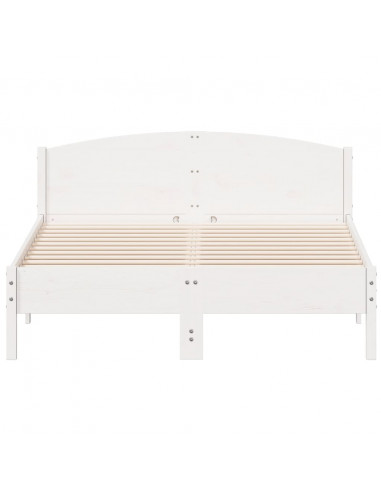 Giroletto con Testiera Bianco 140x200 cm Legno Massello di Pino