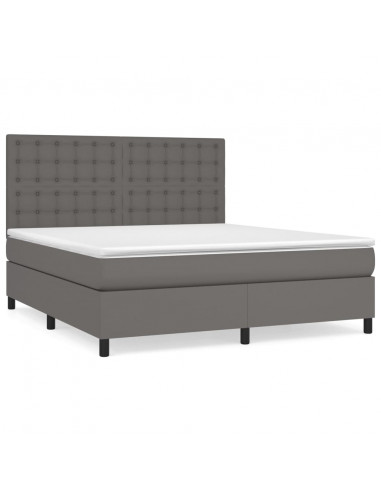 Giroletto a Molle con Materasso Grgio 180x200 cm in Similpelle