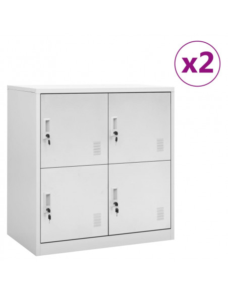 Armadietti con Chiave 2 pz Grigio Chiaro 90x45x92,5 cm Acciaio