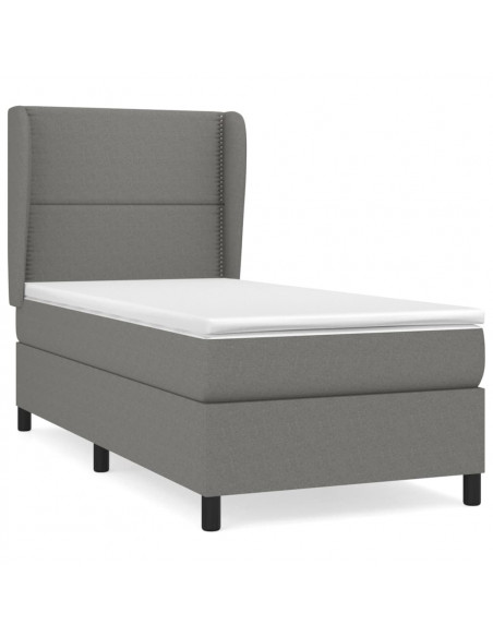 Giroletto a Molle con Materasso Grigio Scuro 80x200 cm Tessuto