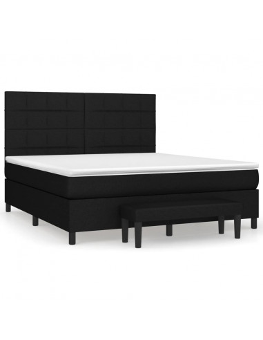 Giroletto a Molle con Materasso Nero 160x200 cm in Tessuto