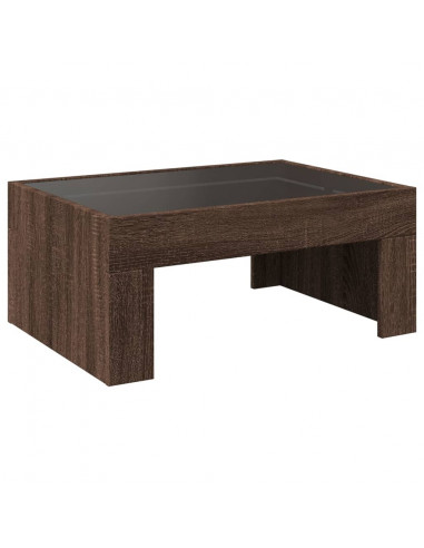 Tavolino da Salotto con LED Infinity Rovere Marrone 70x50x30 cm