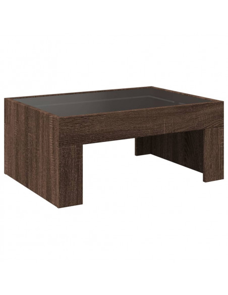 Tavolino da Salotto con LED Infinity Rovere Marrone 70x50x30 cm