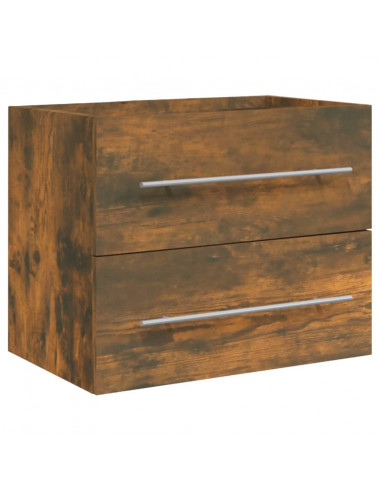 Mobile Bagno con Lavabo Integrato Rovere Fumo Legno Multistrato