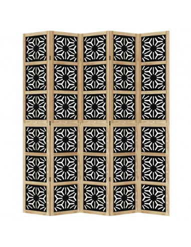 Divisorio Ambienti 5 Pannelli Marrone e nero Legno di Paulownia