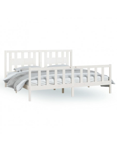 Giroletto con Testiera Bianco Legno Massello di Pino 200x200 cm
