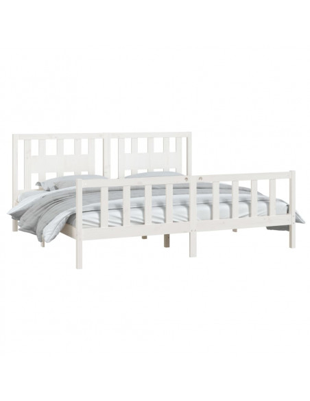 Giroletto con Testiera Bianco Legno Massello di Pino 200x200 cm