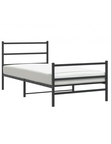 Giroletto con Testiera e Pediera Metallo Nero 100x190 cm