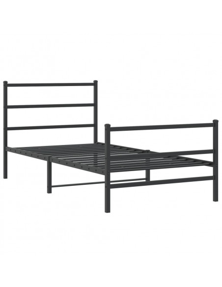 Giroletto con Testiera e Pediera Metallo Nero 100x190 cm