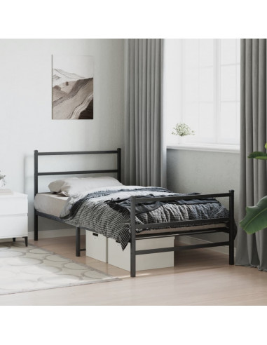 Giroletto con Testiera e Pediera Metallo Nero 100x190 cm