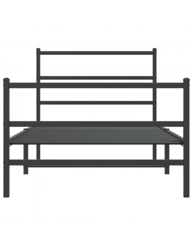 Giroletto con Testiera e Pediera Metallo Nero 100x190 cm