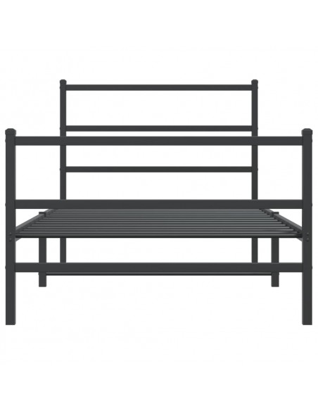 Giroletto con Testiera e Pediera Metallo Nero 100x190 cm