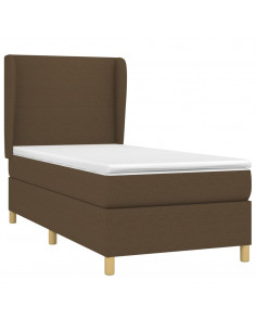 Giroletto a Molle con Materasso Marrone Scuro 90x190cm Tessuto 2