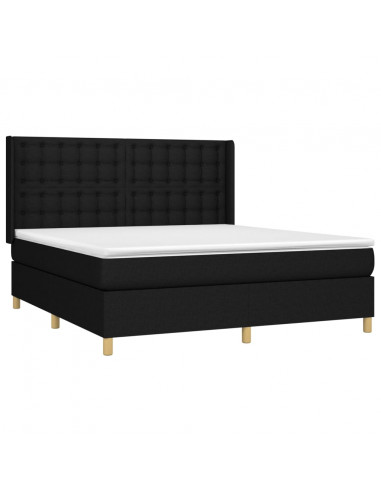 Letto a Molle con Materasso e LED Nero 180x200cm in Tessuto