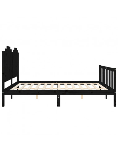 Giroletto con Testiera Nero 200x200 cm in Legno Massello