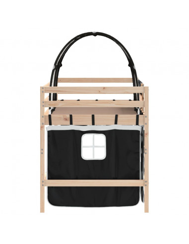 Letto a Soppalco con Tunnel Bambini Bianco e Nero 80x200cm Pino