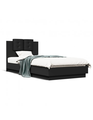 Giroletto con Testiera Nero 100x200 cm in Legno Multistrato