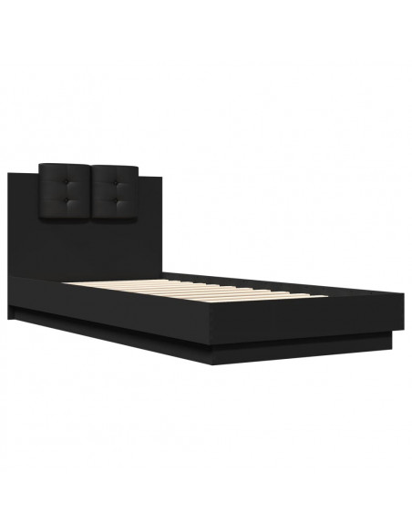 Giroletto con Testiera Nero 100x200 cm in Legno Multistrato
