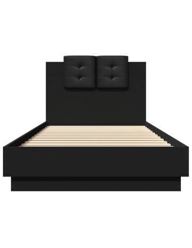 Giroletto con Testiera Nero 100x200 cm in Legno Multistrato