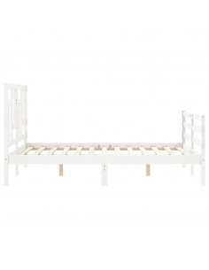 Giroletto con Testiera Bianco 140x190 cm in Legno Massello 2