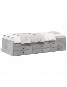 Divano Letto con Cassetti Grigio Cemento 75x190 cm Multistrato 2