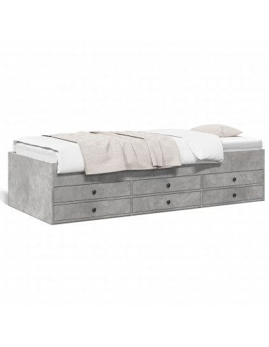 Divano Letto con Cassetti Grigio Cemento 75x190 cm Multistrato