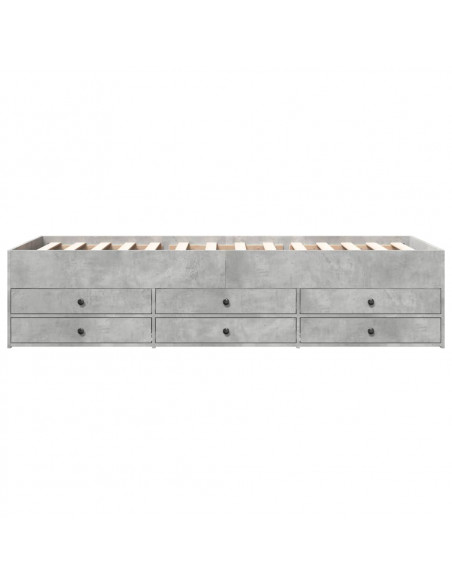 Divano Letto con Cassetti Grigio Cemento 75x190 cm Multistrato