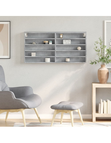 Armadietto Vetrina Grigio Cemento 100x8,5x50 cm Multistrato