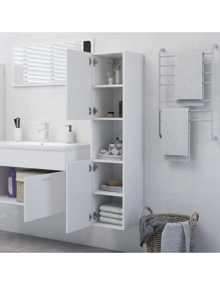 Mobile da Bagno Bianco 30x30x130 cm in Legno Multistrato