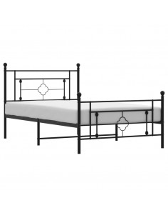 Giroletto con Testiera e Pediera Metallo Nero 107x203 cm 2