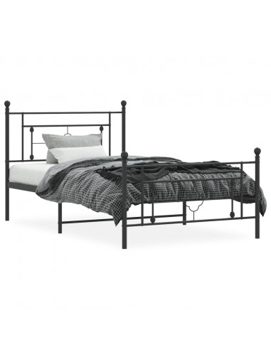 Giroletto con Testiera e Pediera Metallo Nero 107x203 cm