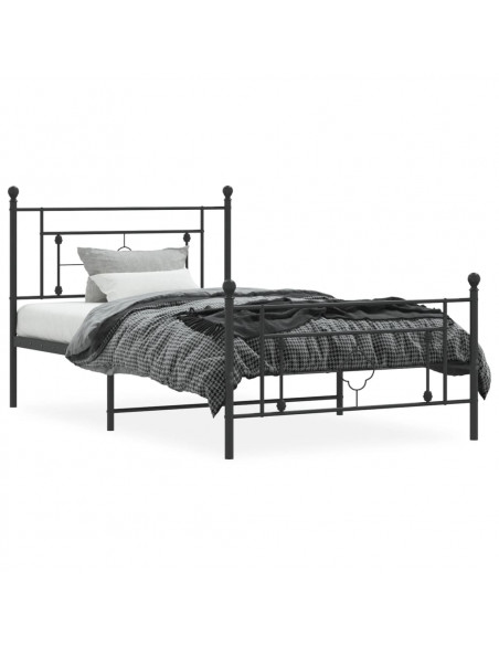Giroletto con Testiera e Pediera Metallo Nero 107x203 cm