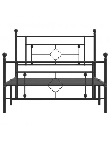 Giroletto con Testiera e Pediera Metallo Nero 107x203 cm