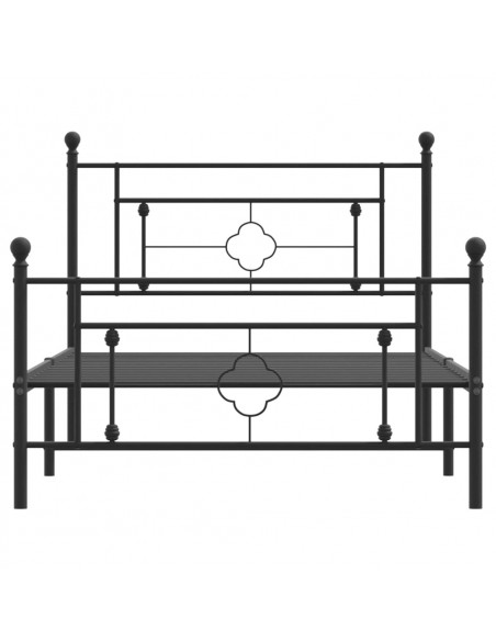 Giroletto con Testiera e Pediera Metallo Nero 107x203 cm