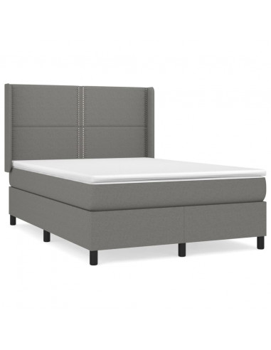 Giroletto a Molle con Materasso Grigio Scuro 140x200cm Tessuto