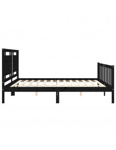 Giroletto con Testiera Nero 200x200 cm in Legno Massello 2