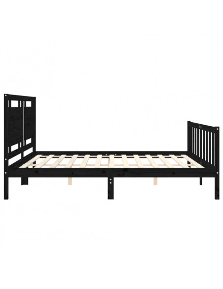 Giroletto con Testiera Nero 200x200 cm in Legno Massello