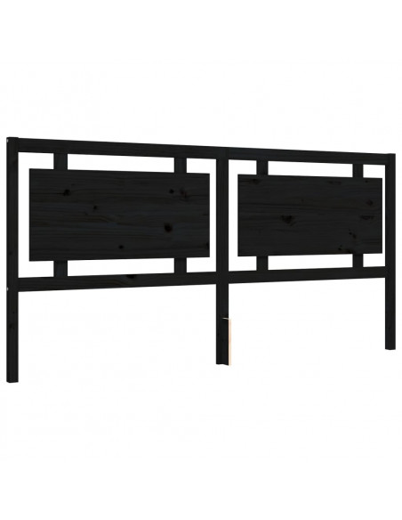 Giroletto con Testiera Nero 200x200 cm in Legno Massello