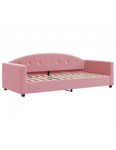 Divano Letto con Materasso Rosa 90x200 cm in Velluto