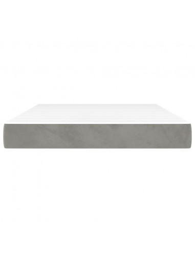 Materasso a Molle Grigio Chiaro 140x210x20 cm in Velluto