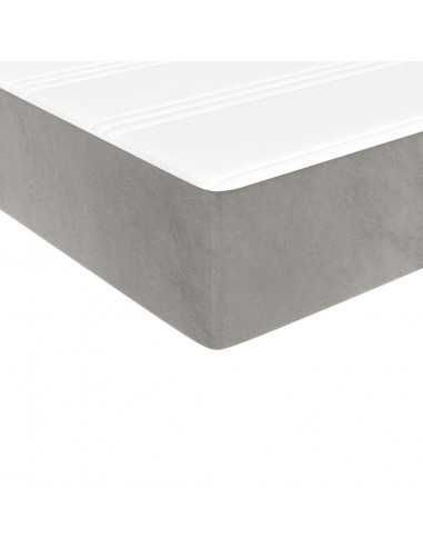Materasso a Molle Grigio Chiaro 140x210x20 cm in Velluto